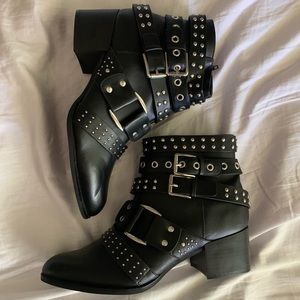 Black belted booties